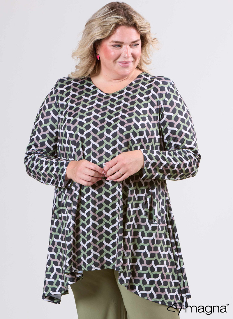Tuniek Isabel (C-4051-PRINT) T72080-Woven Sage Green-Sand