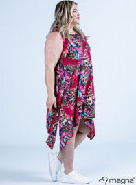 A-Shaped Sleeveless Split Dress (C-2323-PRINT) W67006-Summer Jungle Pink