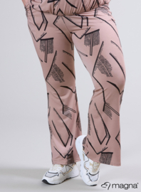 Relaxed Pocket Flared Pants (D-2403-PRINT) U30061-Triangle Sketch Taupe