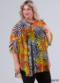 Poncho WINGS chiffon print (M-0004-CHP) V07019-Zebra Orange