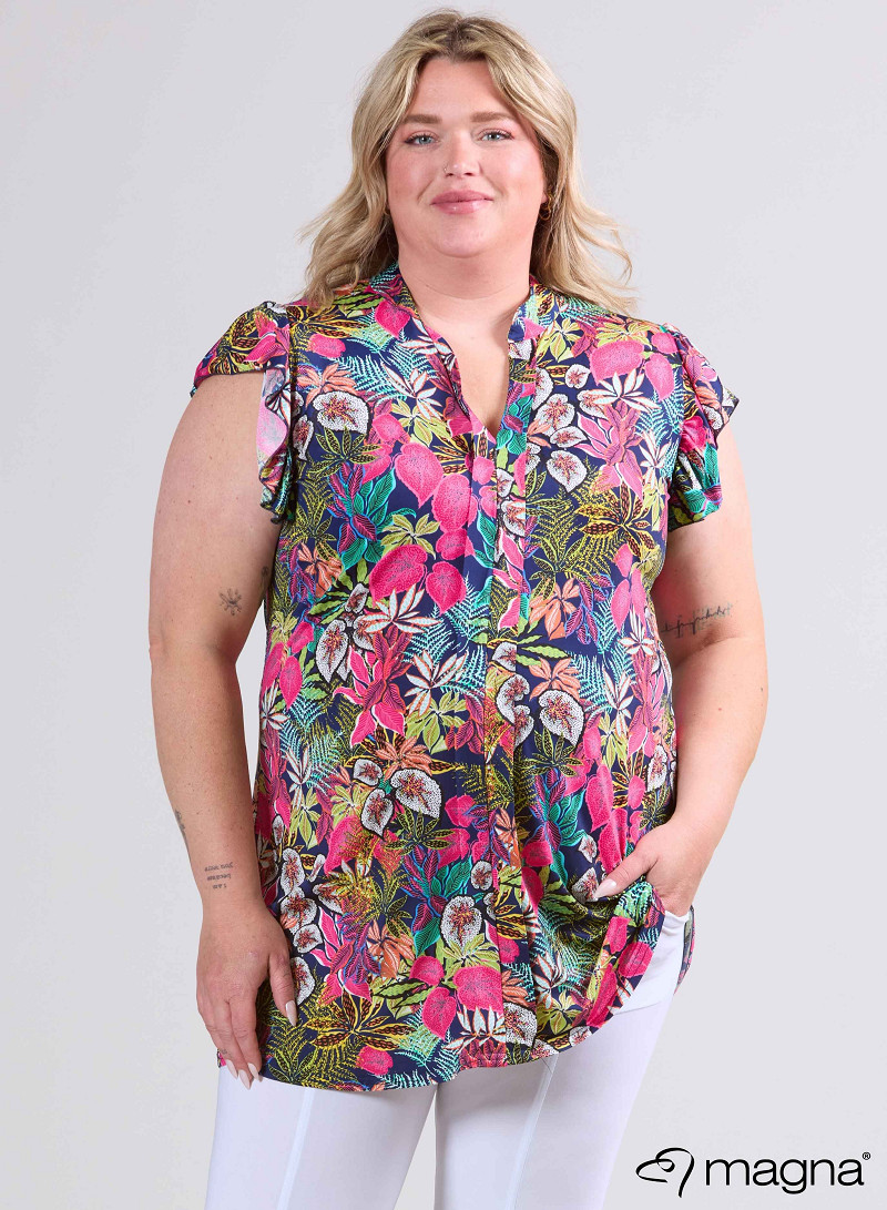 Sleeveless Frill Tunic (C-2305-PR) T83006-Forrest Fuchsia