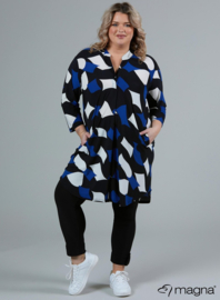 A-Line Long Pocket Tunic (C-2217-PR) V75060-Diamond Blocks Blue