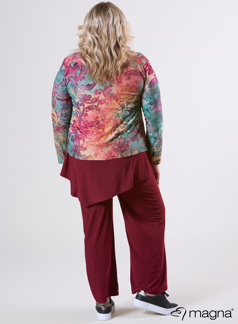 Jaquard Button Jacket (K-2402-MSH) U51032-Fall Leaves Wine Red
