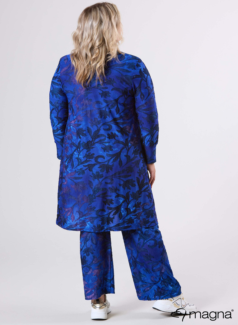 Open Front Loose Cardigan (N-2201-MSH) U51060-Fall Leaves Royal Blue