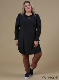 Tunic with frill elements (C-2308) 001-Zwart