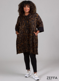 Oversized Long Hoody-Tunic (ZF-SW-1001-HVPN) U72031-Brush Marks Green-Ochre