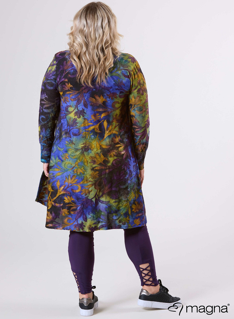 Open Front Loose Cardigan (N-2201-MSH) U51059-Fall Leaves Purple