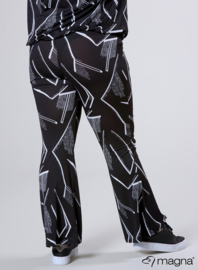 Relaxed Pocket Flared Pants (D-2403-PRINT) U30001-Triangle Sketch Black
