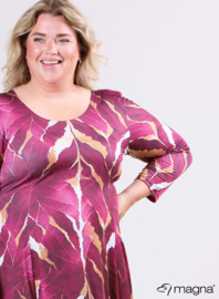 Long A-Line Tunike-Dress (C-2130-PRINT) T69032-Autumn Leaves Wine Red