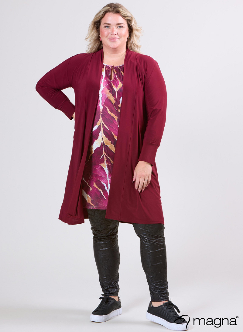 Open Front Loose Cardigan (N-2201) 032-Wine Red