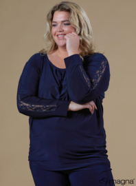 Lace Detailed Slowy Top (B-2319) 017-Marine