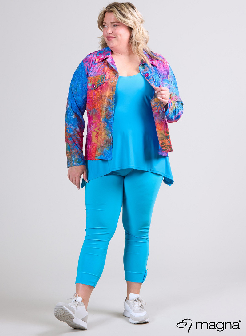 Jaquard Button Jacket (K-2402-MSH) T99006-Floral Pink-Blue