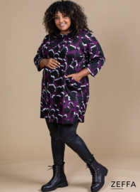 Tuniek met zakken (ZF-TU-1010-HVP)  X59059-Leopard Purple