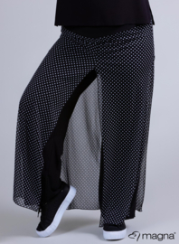 Broek Basic met chiffon laag(D-4003-PR) 001001-Polka Dot BW