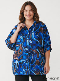 Button Down Flowy Tunic (C-2617-PRINT) T10060-Fluid Design Royal Blue
