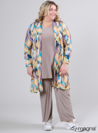 Open Front Loose Cardigan (N-2201-PRINT) T42014-Elegant Whirl Sand-Blue