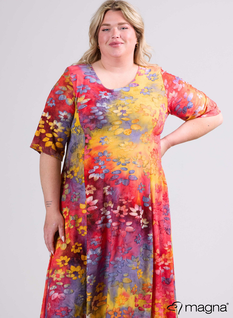 Long A-Line Dress (C-2513-MSH) T76076-Daisy Design Red-Yellow