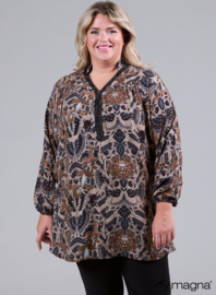 Trim Blouse (B-2424-LVP) U83061-Oriental Flower Taupe