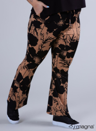 Relaxed Pocket Flared Pants (D-2403-PRINT) V59061-Bamboo Jungle Taupe