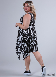 A-Shaped Sleeveless Split Dress (C-2323-PRINT) V71001-Swirl Black-White