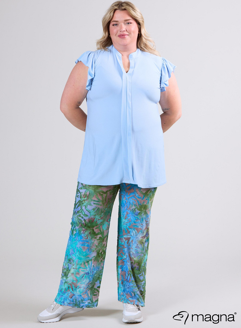 Sleeveless Frill Tunic (C-2305) 004-Sky Blue