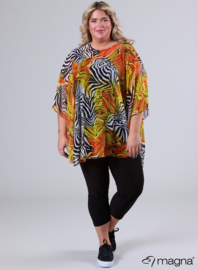 Poncho WINGS chiffon print (M-0004-CHP) V07019-Zebra Orange