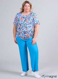 Short Sleeve Puffy Shirt (B-8018-PRINT) U08060-Mixed Lines Blue