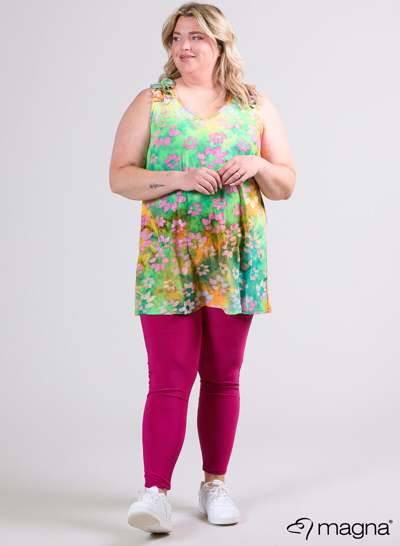 A-Line Sleeveless Frill Top-Tunic (C-2514-MSH) T76008-Daisy Design Orange-Pink-Lime