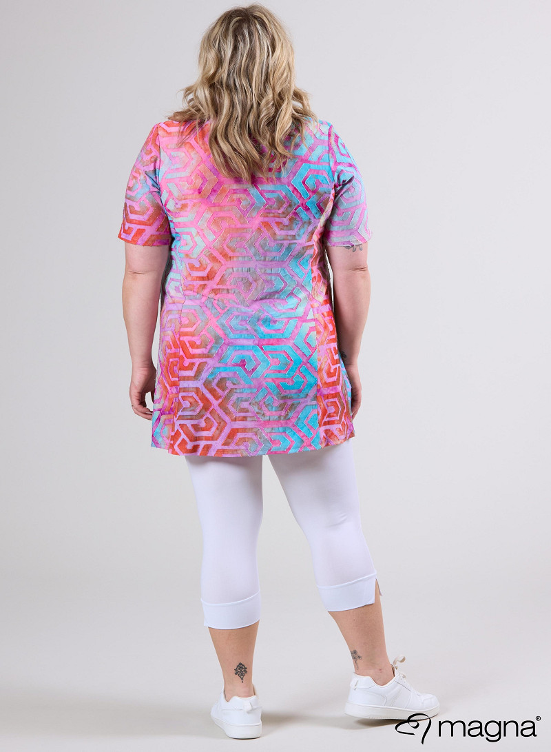 A-Line Short Sleeve Shirt (B-2508-MSH) T77011-Maze Turquoise-Pink