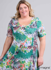 Long A-Line Dress (C-2203-VP-MB) U05058-Mixed Brushed Lines Green