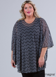 Poncho WINGS chiffon print (M-0004-CHP) 196001-ZigZag BW (small)