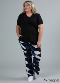 Relaxed Pocket Flared Pants (D-2403-PRINT) V75060-Diamond Blocks  Blue