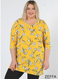 Simple Tunic  (ZF-TU-1005-pr) Y80076-Flower Yellow