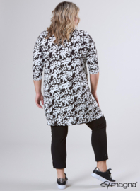 Relaxed V-Strap tunic (C-2320-VP) U19001-Small Leaves Black-White