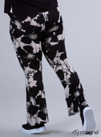 Relaxed Pocket Flared Pants (D-2403-PRINT) V59001-Bamboo Jungle Beige/black