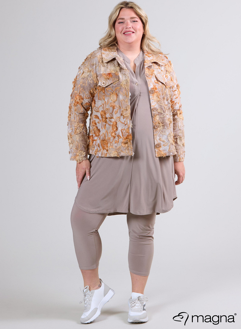Jaquard Button Jacket (K-2402-COT1) T93014-Embroidery Flower Sand