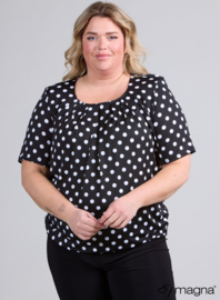 Short Sleeve Puffy Shirt (B-8018-PRINT) 411001-Medium Polka BW