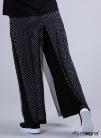 Broek Basic met chiffon laag(D-4003-PR) 001001-Polka Dot BW