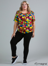 Short Sleeve Puffy Shirt (B-8018-VP) V46057-Art Blue-Yellow-Pink