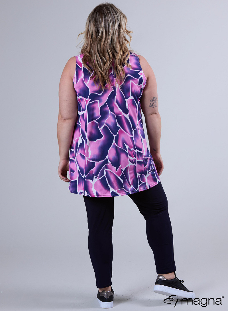 A-Line Sleeveless tunic/top (A-2302-PRINT) V12075-Soft Pebbles Pink