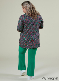 Wide Lace Detail A-Line Shirt (B-2423-VP) V-54006-Leopard Pink-Green