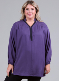 Trim Blouse (B-2424-LVS) 024-Grape Purple