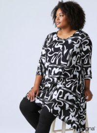 Leather Look Tuniek Punten 3Q-mouw(C-0001-PRINT) T31001-Freestyle BW