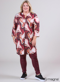 A-Line Long Pocket Tunic (C-2217-PR) T53032-Storm Waves Wine Red