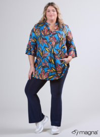 Flared Sleeves Relaxed Tunic (C-2503-PRINT) U28060-Paradise Flower Blue