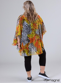 Poncho WINGS chiffon print (M-0004-CHP) V07019-Zebra Orange