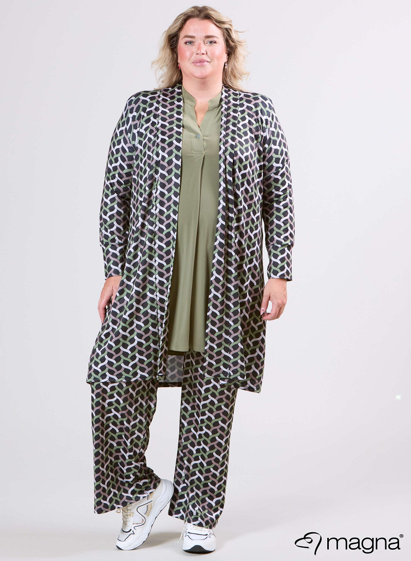Open Front Loose Cardigan (N-2201-PRINT) T72080-Woven Sage Green-Sand