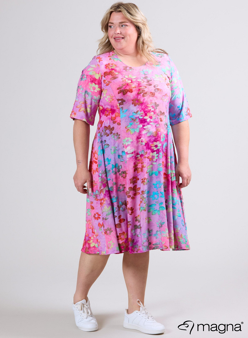 Long A-Line Dress (C-2513-MSH) T76011-Daisy Design Turquoise-Pink
