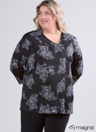 Comfy Button Flap Tunic (C-2504-PRINT) U34001-Flowers Sketch BW