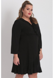 Wikkel Tuniek-Jurk  met rouche (N-8006) 001-Zwart *